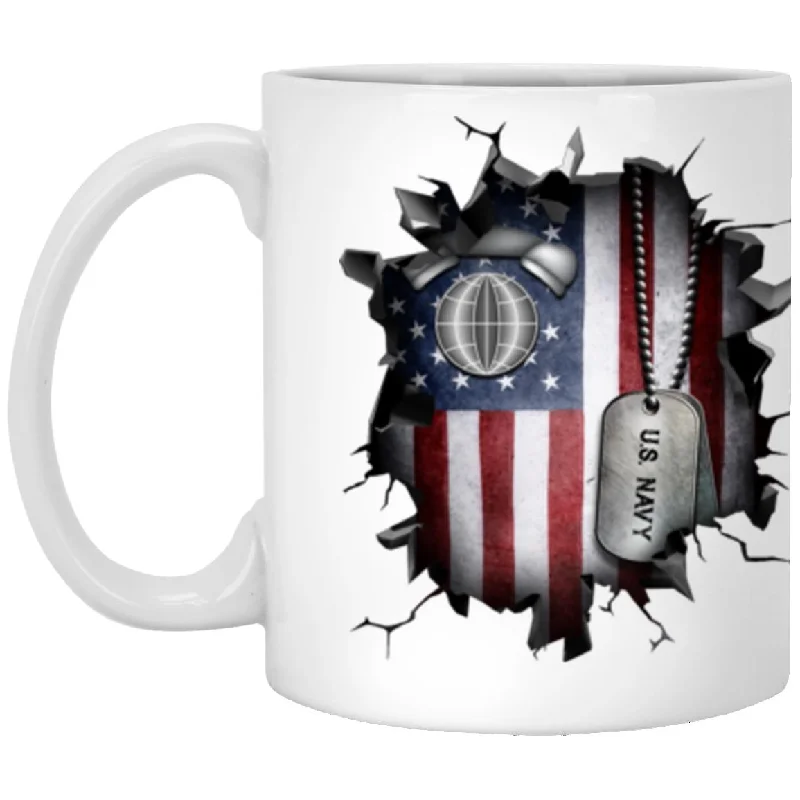 funny ceramic mugs with funny quotes-US Navy Interior Communications Electrician Navy IC 3D Break Effect 11oz - 15oz White Mug