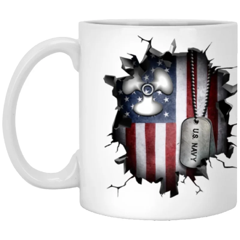 funny coffee cups with retro designs-US Navy Machinist_s Mate Navy MM 3D Break Effect 11oz - 15oz White Mug