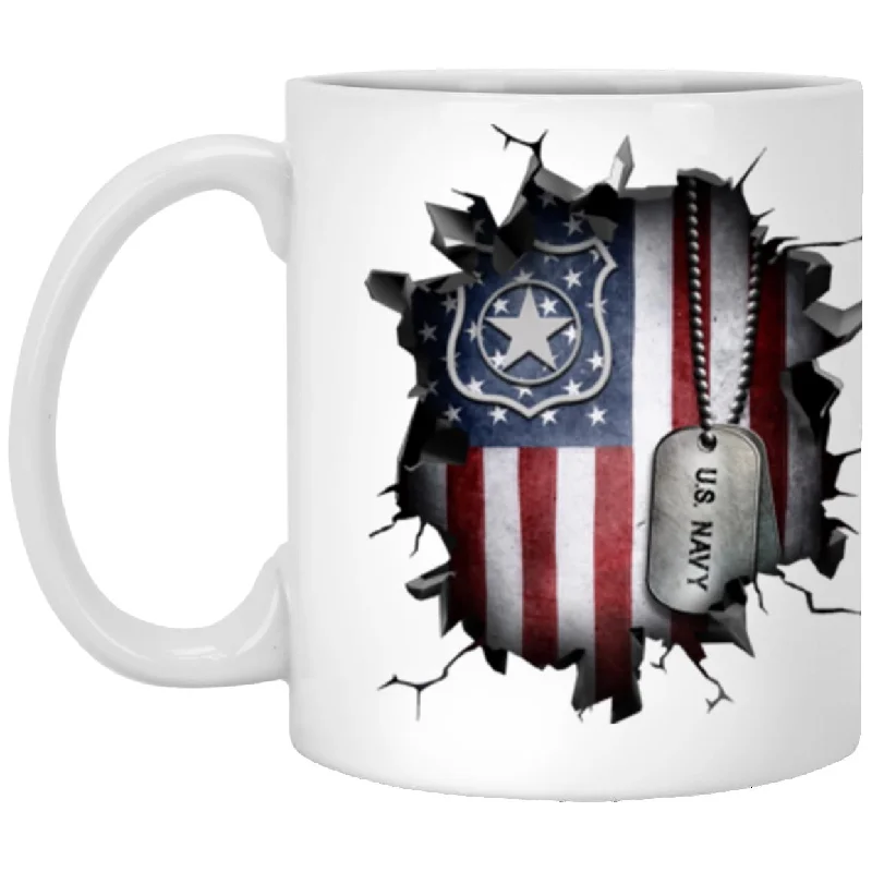 funny coffee mugs for best friends-US Navy Master-at-arms Navy MA 3D Break Effect 11oz - 15oz White Mug