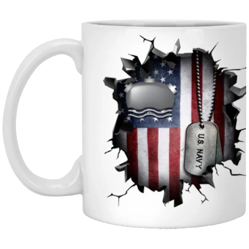 best insulated mugs for traveling-US Navy Mineman Navy MN 3D Break Effect 11oz - 15oz White Mug