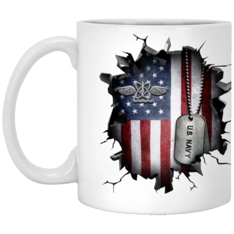 best mugs for cozy mornings at home-US Navy Naval aircrewman Navy AW 3D Break Effect 11oz - 15oz White Mug