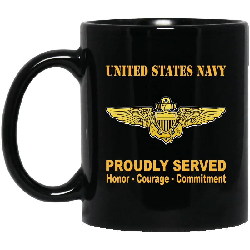 stylish coffee cups for office use-US Navy Naval Aviator Badge 11 oz - 15 oz Black Mug