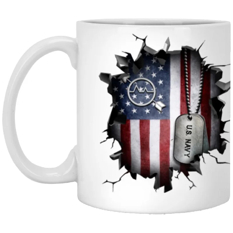 stylish coffee mugs for special occasions-US Navy Operations specialist Navy OS 3D Break Effect 11oz - 15oz White Mug