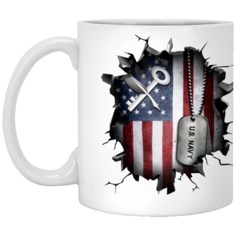 large mugs for morning tea-US Navy Ship_s Serviceman Navy SH 3D Break Effect 11oz - 15oz White Mug