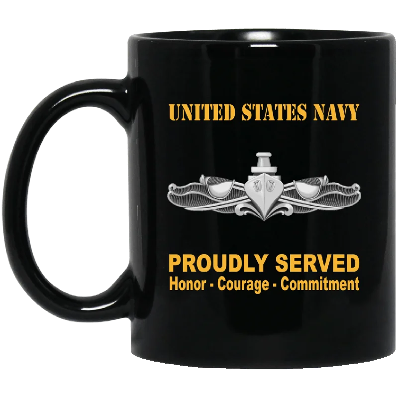 large custom coffee mugs for events-US Navy Surface Warfare Enlisted  Badge 11 oz - 15 oz Black Mug