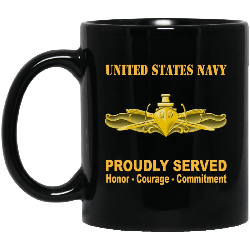 personalized mugs for bridal showers-US Navy Surface Warfare Officer Badge 11 oz - 15 oz Black Mug