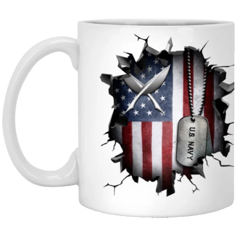 personalized photo mugs for Christmas-US Navy Yeoman Navy YN 3D Break Effect 11oz - 15oz White Mug