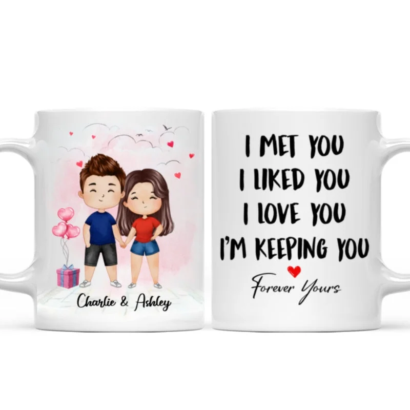 personalized mugs for tea lovers-Watercolor Couple Kissing Valentine‘s Day Gift For Him For Her Personalized Mug