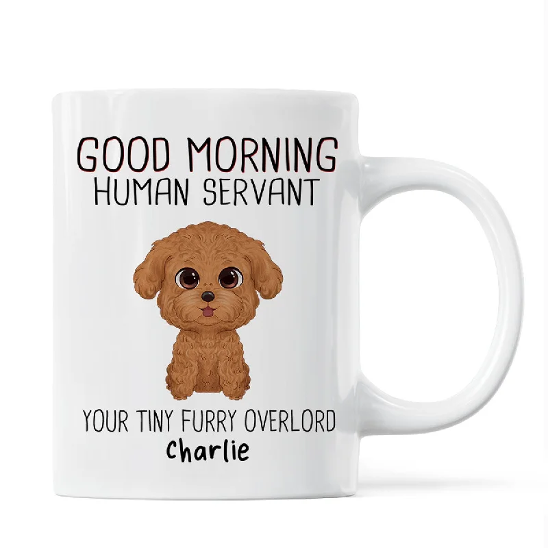 high-quality stainless steel mugs for tea-Watercolor Cute Dogs Good Morning Dog Human Servant Personalized Mug