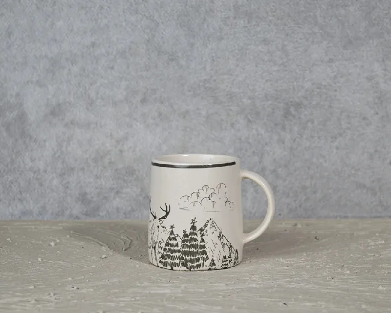 personalized coffee cups for office parties-Winter Reindeer Ceramic Coffee Mug | 260 ml | 4 x 3 inches