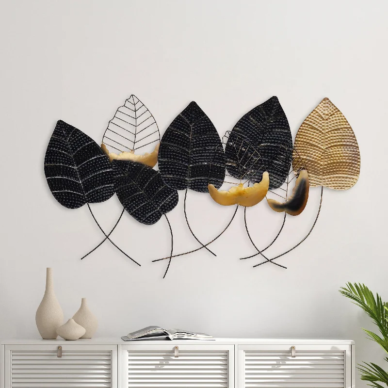 tropical abstract wall prints-Aesthetic Leaves Metal Wall Art