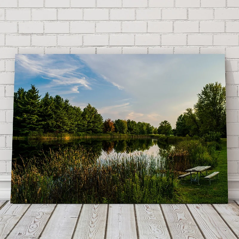 tropical cityscape art prints-Alum Creek Fishing Pond