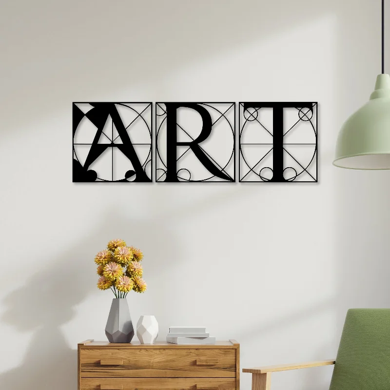 framed geometric wall paintings-ART Word Metal Wall Art