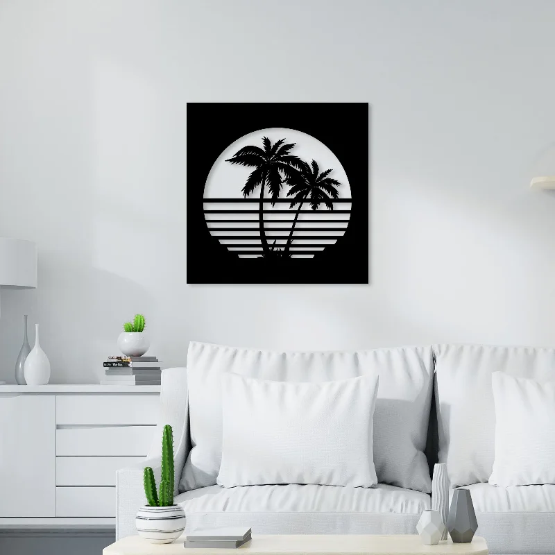 retro geometric canvas prints-Beach Look Metal Wall Art