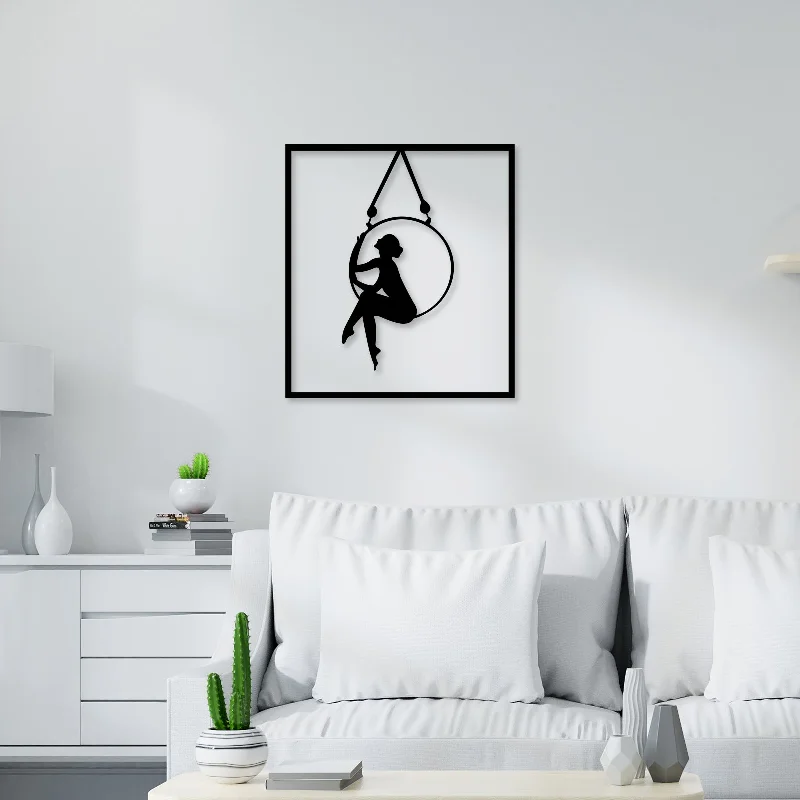 oversized art prints for living room-Beautiful  Girl Sitting Metal Wall Art