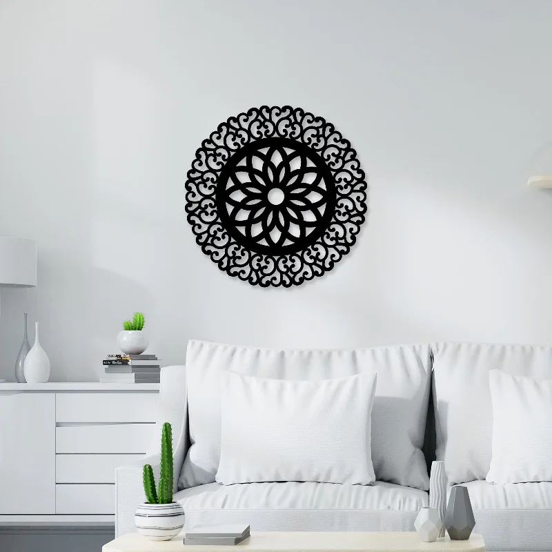 black and white abstract wall art-Beautiful Rangoli Metal Wall Art