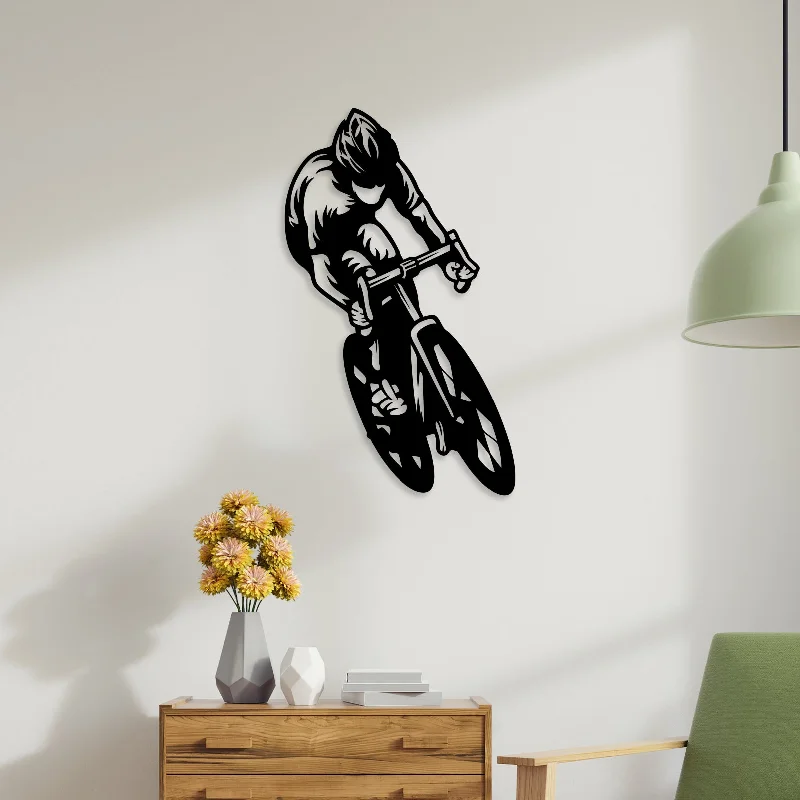 botanical print wall decor for living room-Bicycle Riding Metal Wall Art