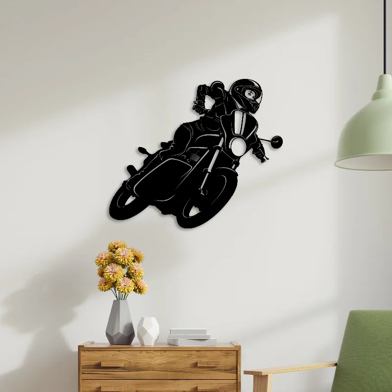 retro geometric canvas prints-Bike Riding Metal Wall Art