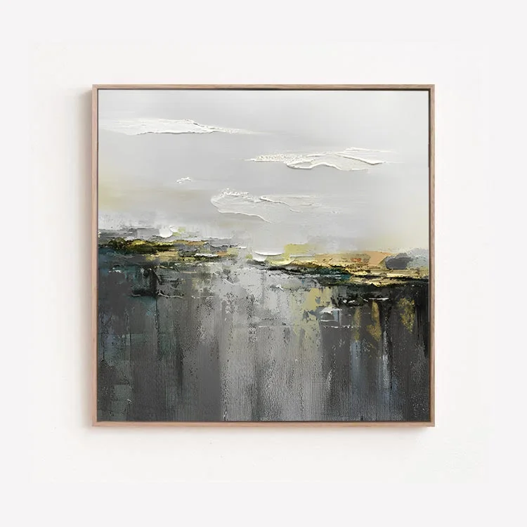 large abstract nature paintings-Mono Lands - Large Black and White Abstract Wall Art Painting on Canvas