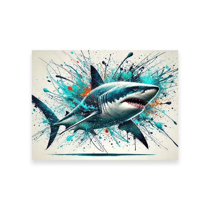 vintage cityscape art prints-Bull Shark Color Spatter