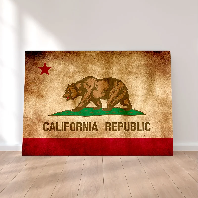 boho canvas wall paintings-California State Flag Grunge