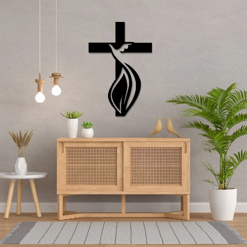 minimalist floral wall art-Christian Cross Metal Wall Art