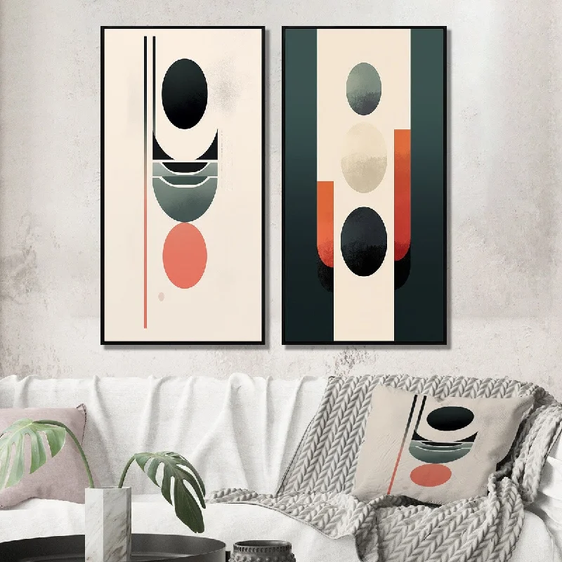 artistic floral canvas prints-Designart "Pure Lunar Imagination Geometric Minimalism I" Transitional Wall Art Décor - Abstract Wall Art Set Of 2