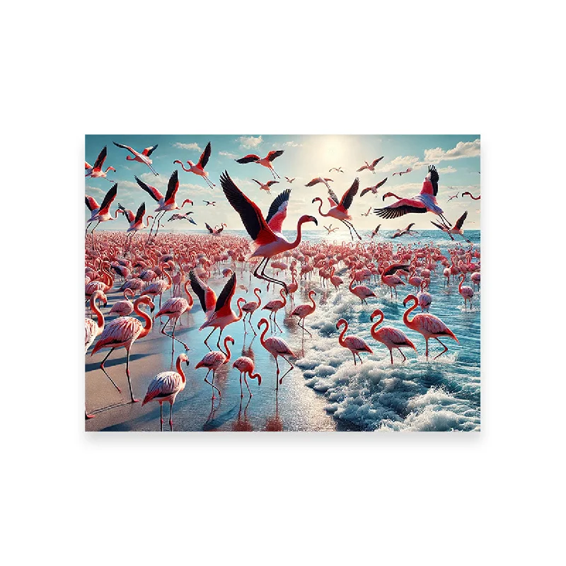 contemporary floral canvas paintings-Flamingo Shore