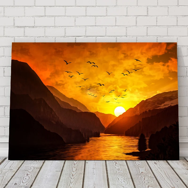 creative abstract wall decor-Flock at Sunset