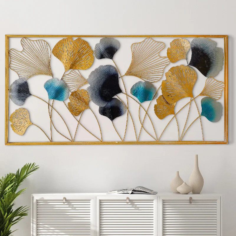 city skyline wall art-Floral Multicolored Metal Wall Art