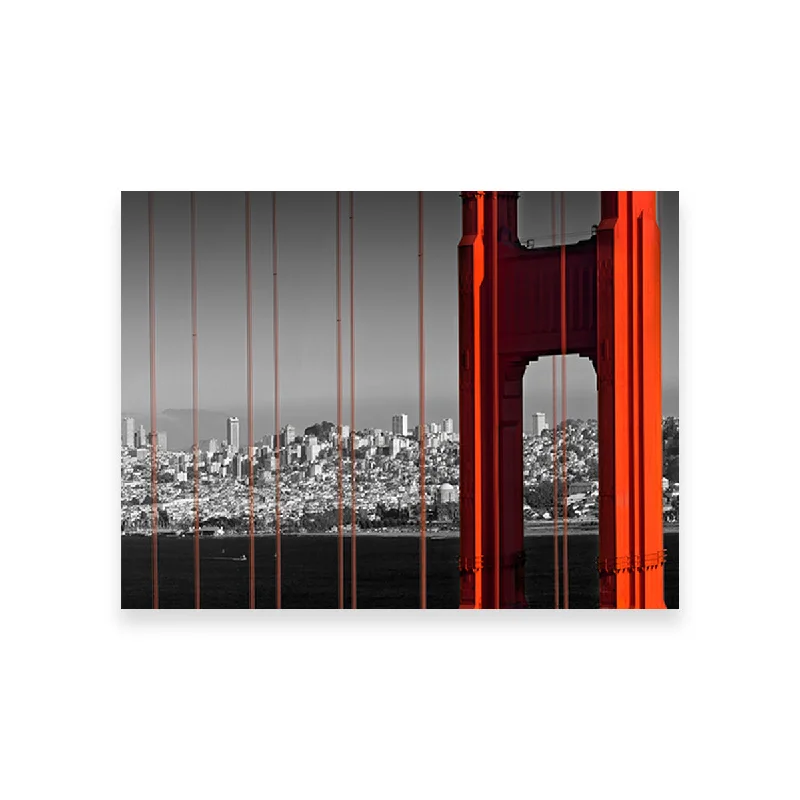 geometric framed art prints-Golden Gate Bridge - Panoramic Downtown View