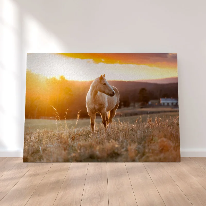 botanical canvas art for office-Golden Horse