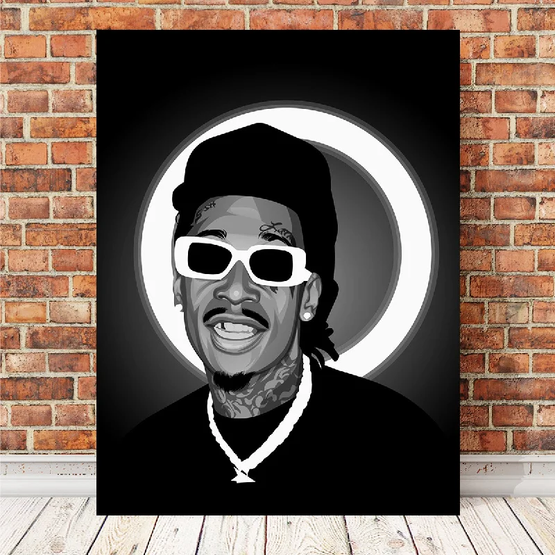 abstract ocean wall decor-Grayscale Wiz Khalifa