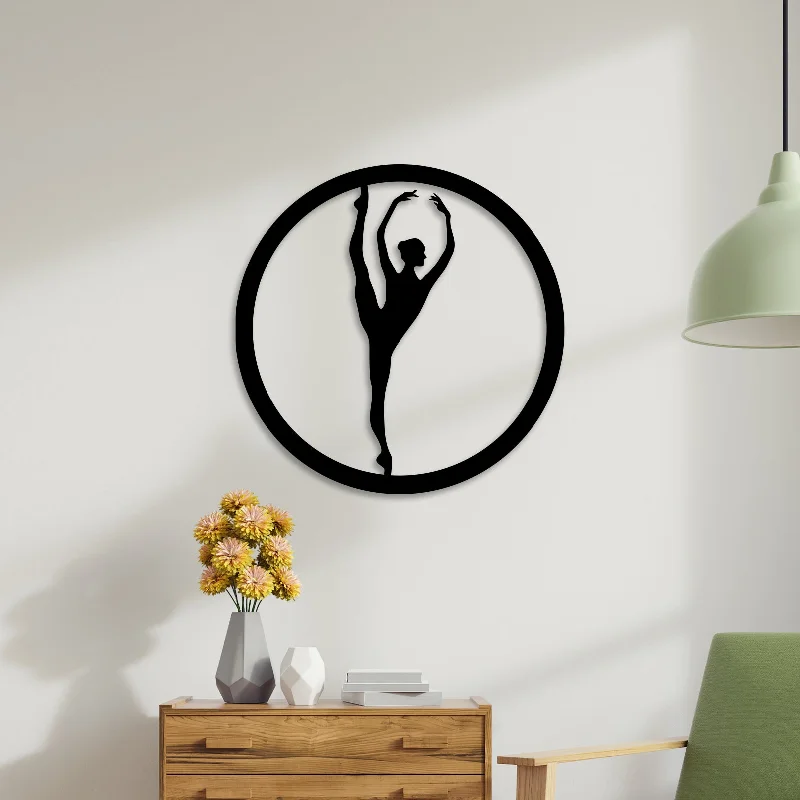 colorful floral abstract wall art-Gymnastic Pose Metal Wall Art