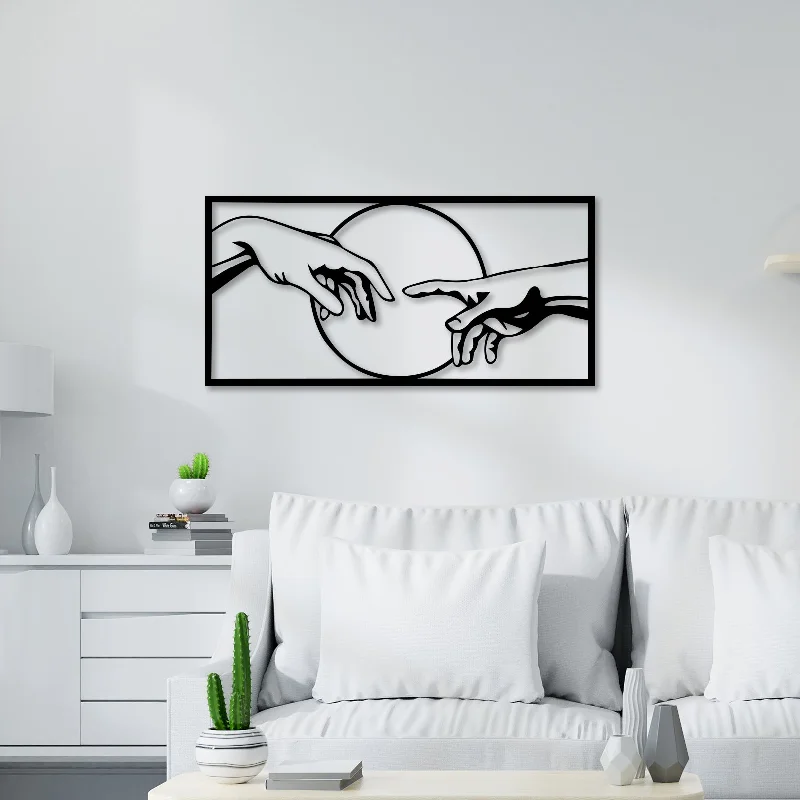 tropical beach wall art prints-Hands Connecting Metal Wall Art