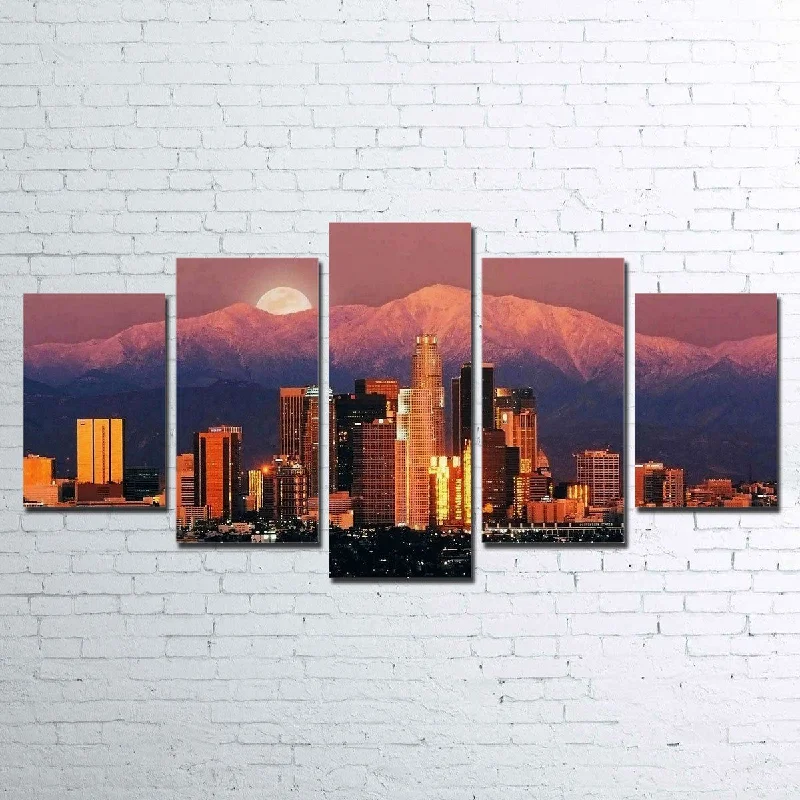 large contemporary landscape prints-LA 5 Piece Canvas Set