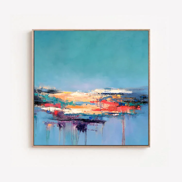 botanical themed wall art-Bay - Large Abstract Blue Seascape Painting on Canvas