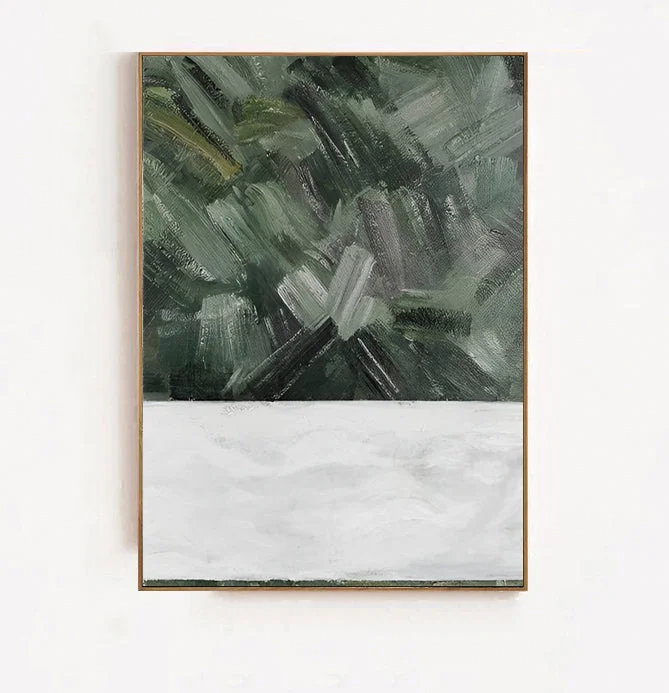 geometric art for living room decor-Affirmations - Large Green White Painting on Canvas