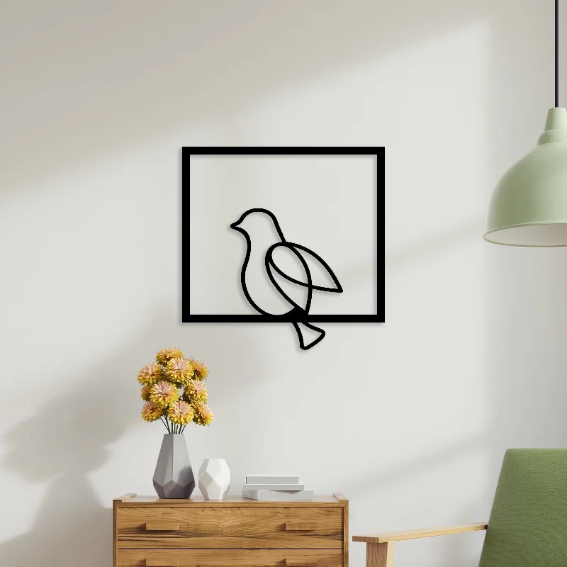 geometric prints for living room-Lovely Bird Metal Wall Art