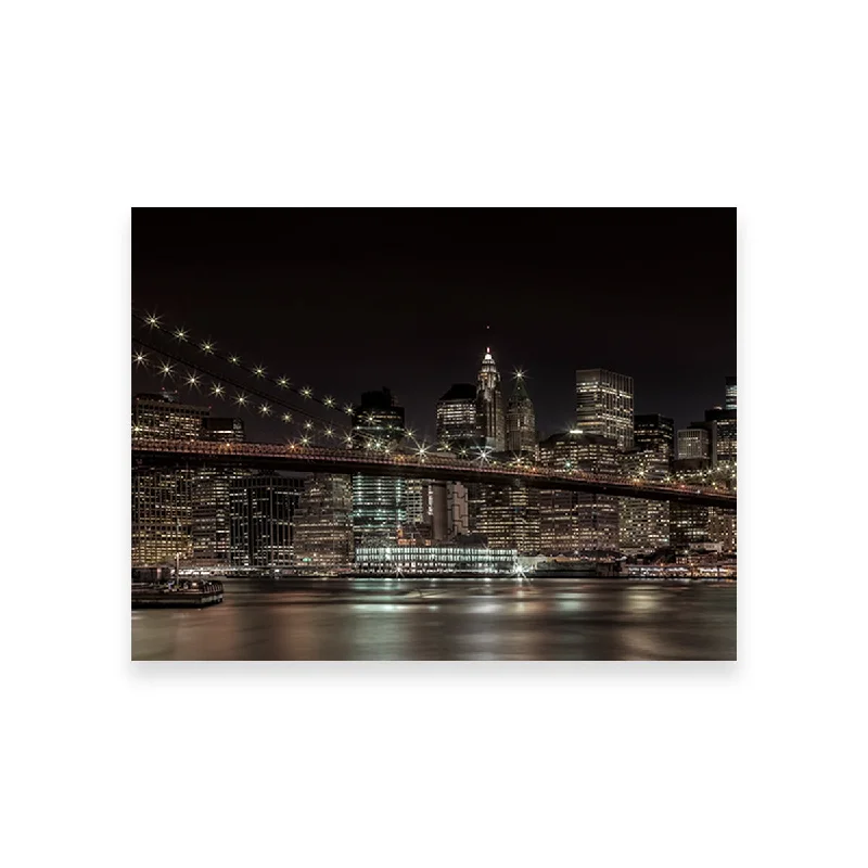 modern vintage wall decor-Manhattan Skyline & Brooklyn Bridge Panorama