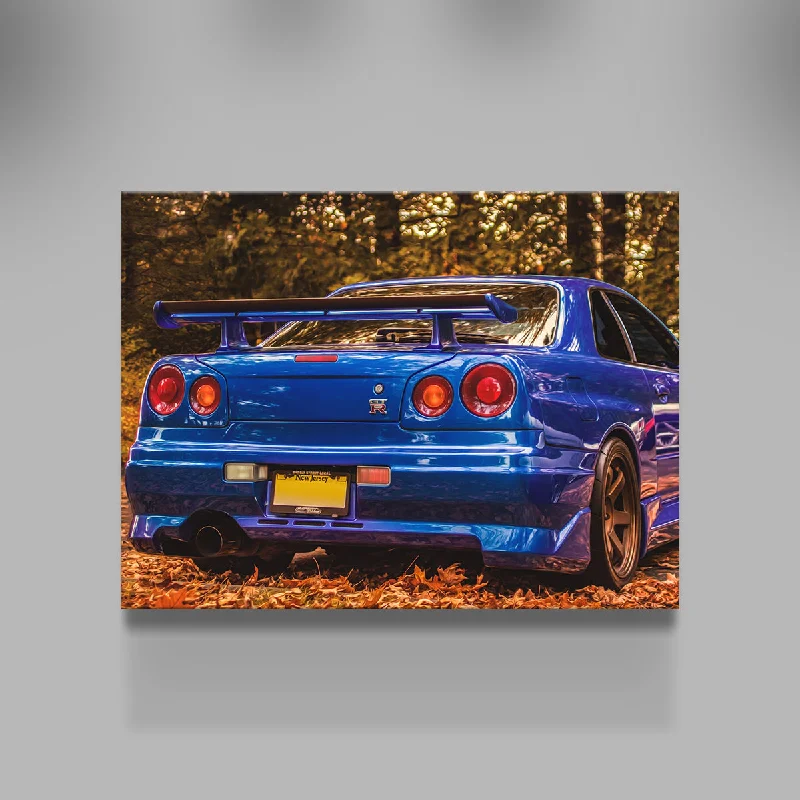 contemporary photography wall art-Nissan Skyline R34 Blue