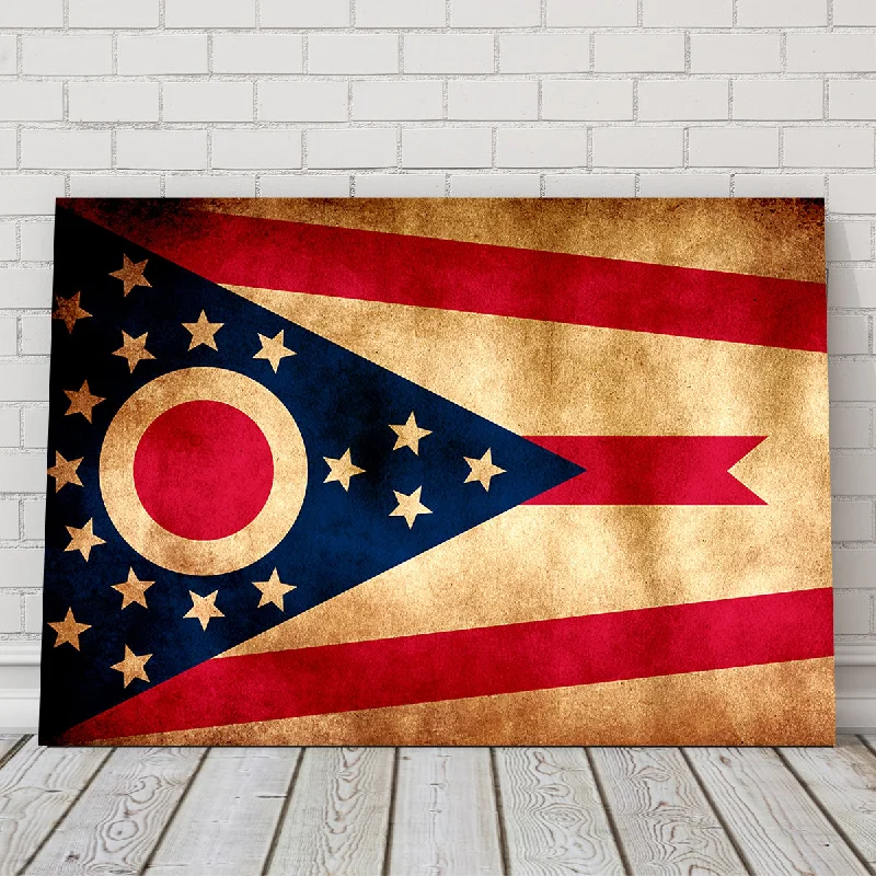 modern tropical canvas art for wall-Ohio State Flag Grunge