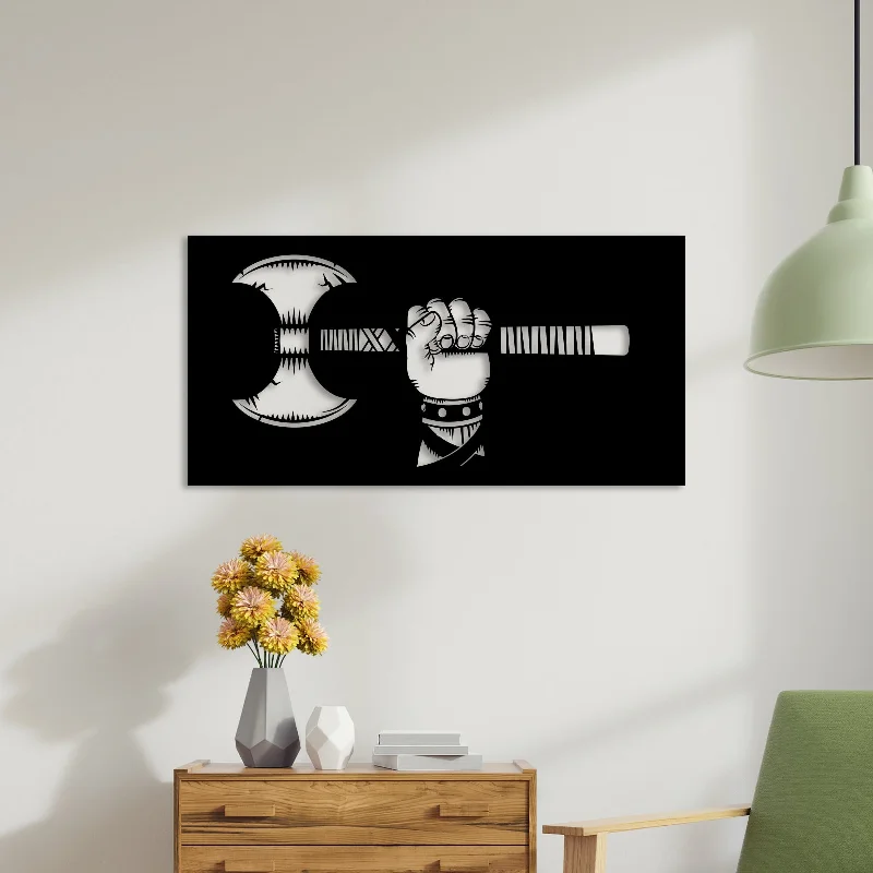 modern art prints for bedroom-Persian Axe Metal Wall Art