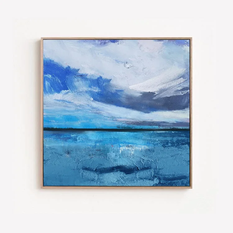 large nature canvas art-Purest - Large Blue Sky Ocean Painting on Canvas