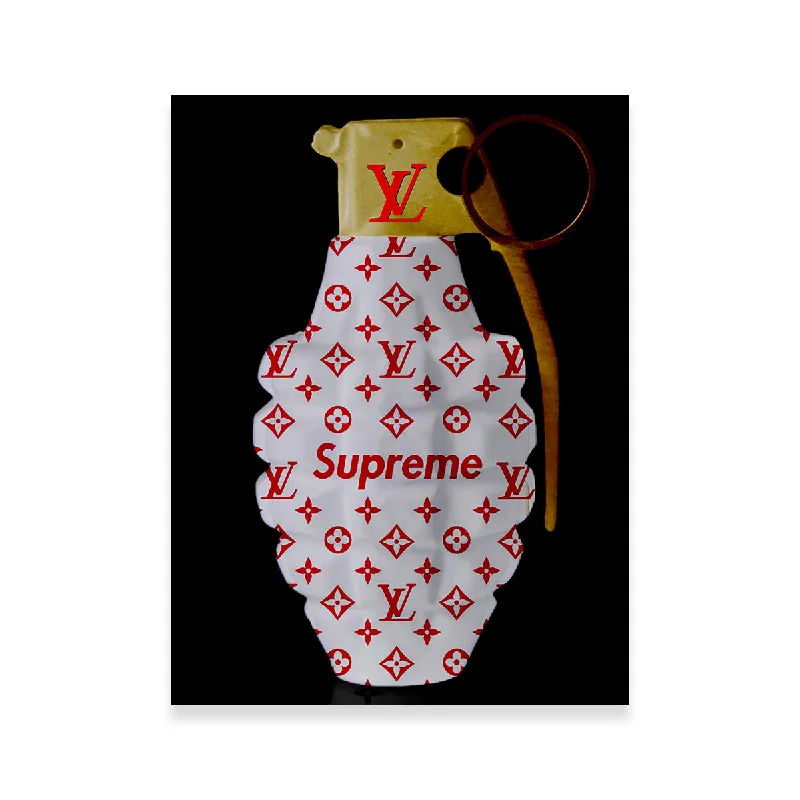 colorful modern art for office-Red White Gold LV Grenade