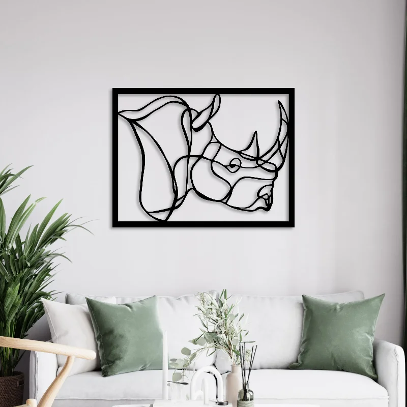 modern abstract floral prints-Rhinoceros Metal Wall Art