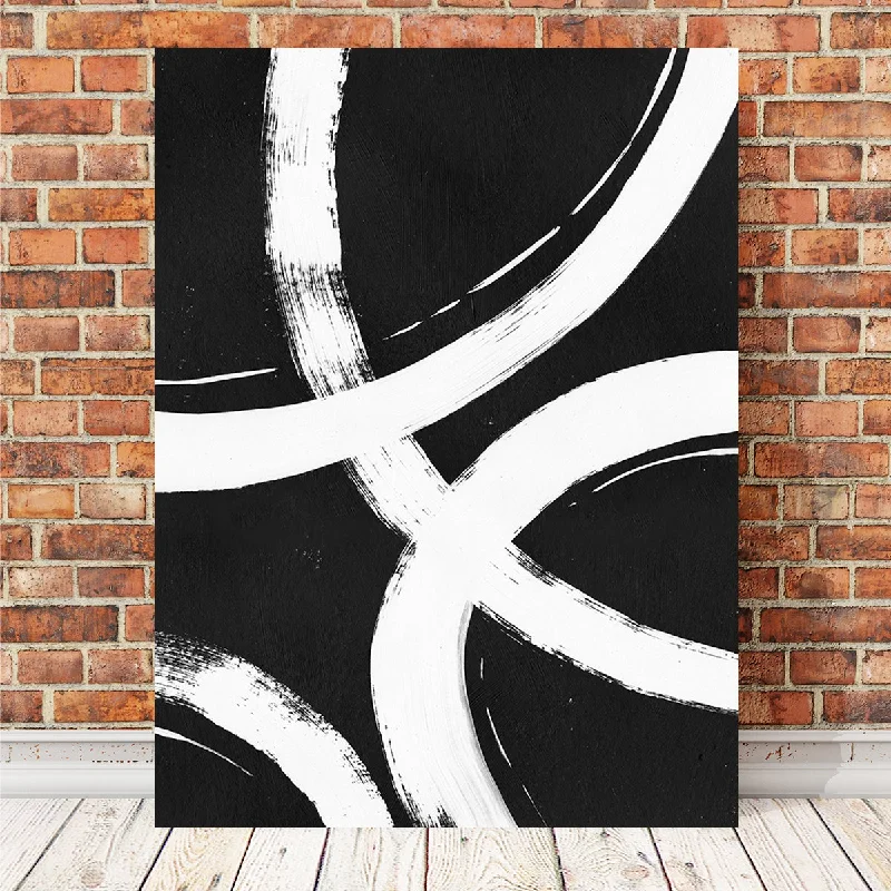 colorful pop art wall paintings-Rings Black & White