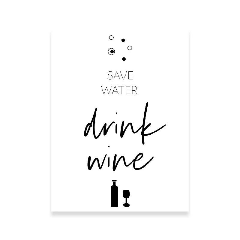 geometric botanical wall art-Save Water – Drink Wine