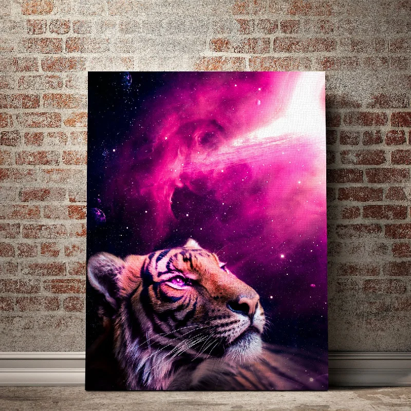 nature watercolor canvas prints-Space Tiger