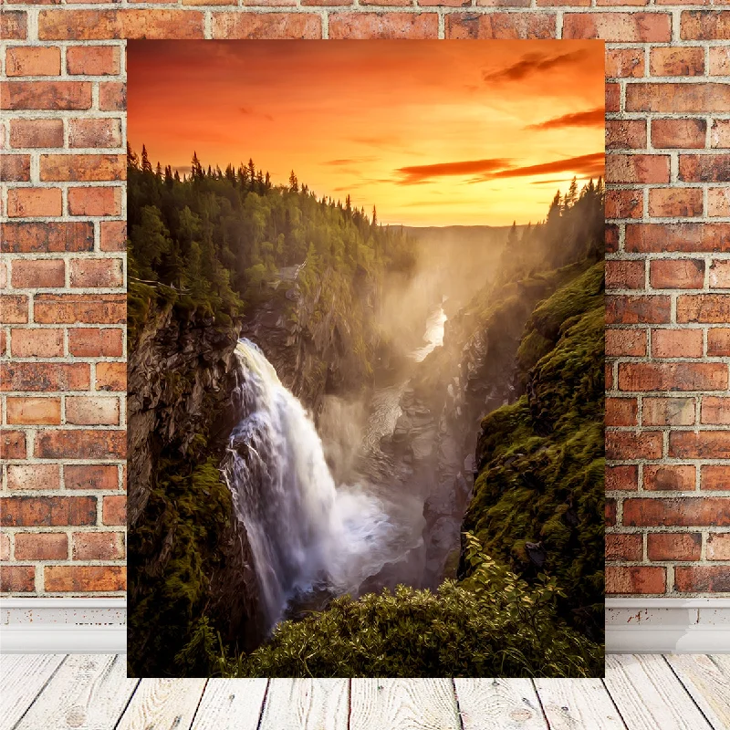 contemporary animal prints for bedroom-Sunset Waterfall